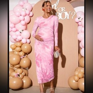 Pink Floral Maternity Dress
